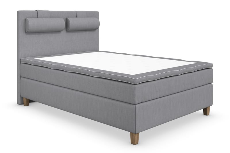 Superior Lyx Komplet Sengepakke 120 cm Lysegrå - Egetræsben - Møbler - Senge - Komplet sengepakke