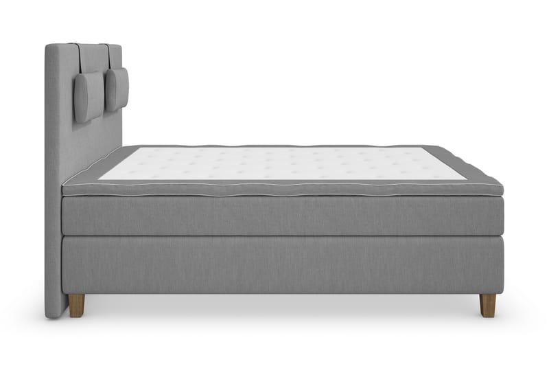 Superior Lyx Komplet Sengepakke 120 cm Lysegrå - Egetræsben - Møbler - Senge - Komplet sengepakke