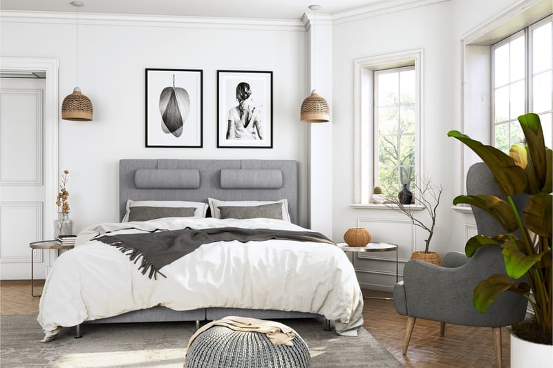 Superior Lyx Komplet Sengepakke 120 cm Lysegrå - Sølv Ben - Møbler - Senge - Komplet sengepakke