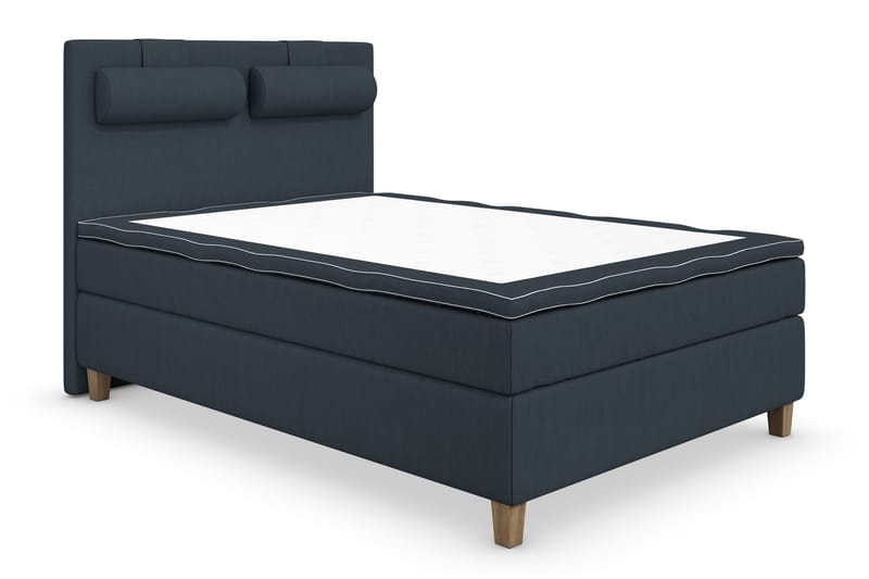 Superior Lyx Komplet Sengepakke 120 cm Mørkeblå - Egetræsben - Møbler - Senge - Komplet sengepakke