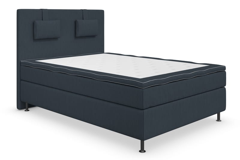 Superior Lyx Komplet Sengepakke 120 cm Mørkeblå - Sølv Ben - Komplet sengepakke - Kontinentalsenge