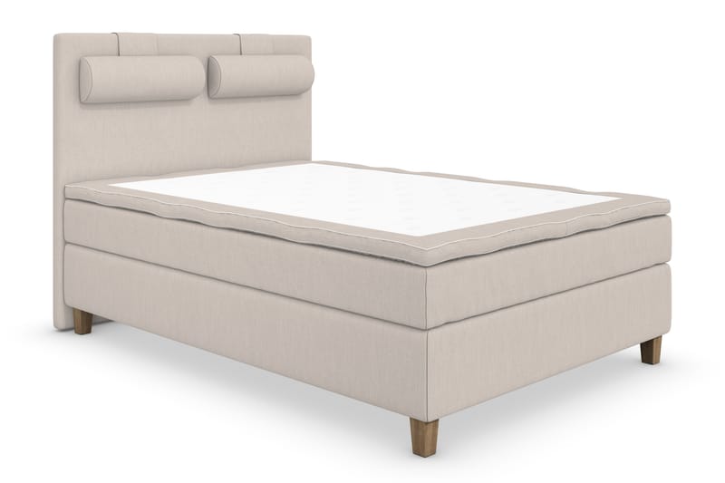 Superior Lyx Komplet Sengepakke 140 cm Beige - Egetræsben - Komplet sengepakke - Kontinentalsenge - Dobbeltsenge