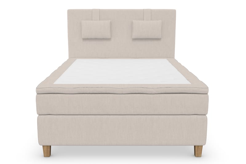 Superior Lyx Komplet Sengepakke 140 cm Beige - Egetræsben - Komplet sengepakke - Kontinentalsenge - Dobbeltsenge