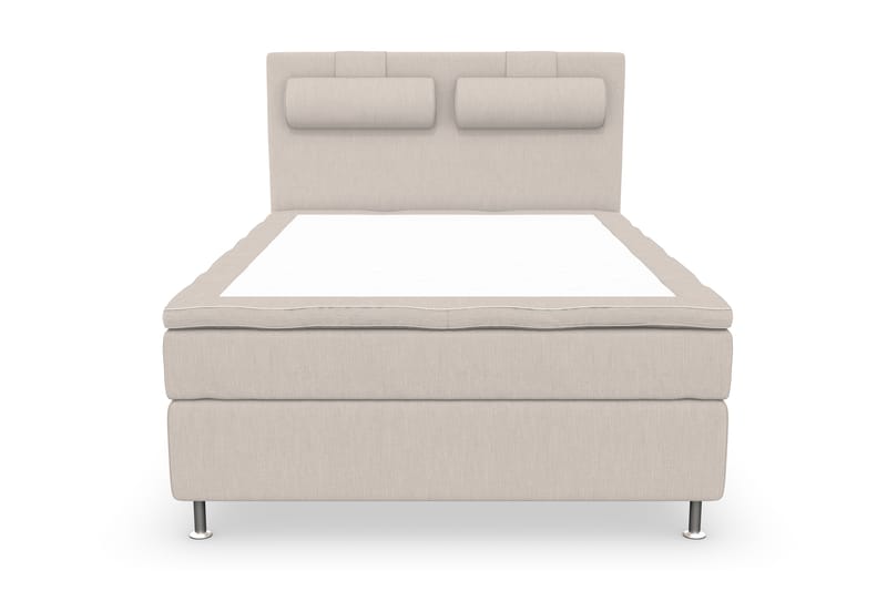 Superior Lyx Komplet Sengepakke 140 cm Beige - Sølv Ben - Komplet sengepakke - Kontinentalsenge - Dobbeltsenge