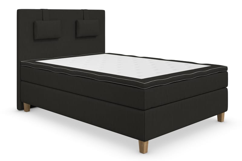 Superior Lyx Komplet Sengepakke 140 cm Sort - Egetræsben - Møbler - Senge - Komplet sengepakke