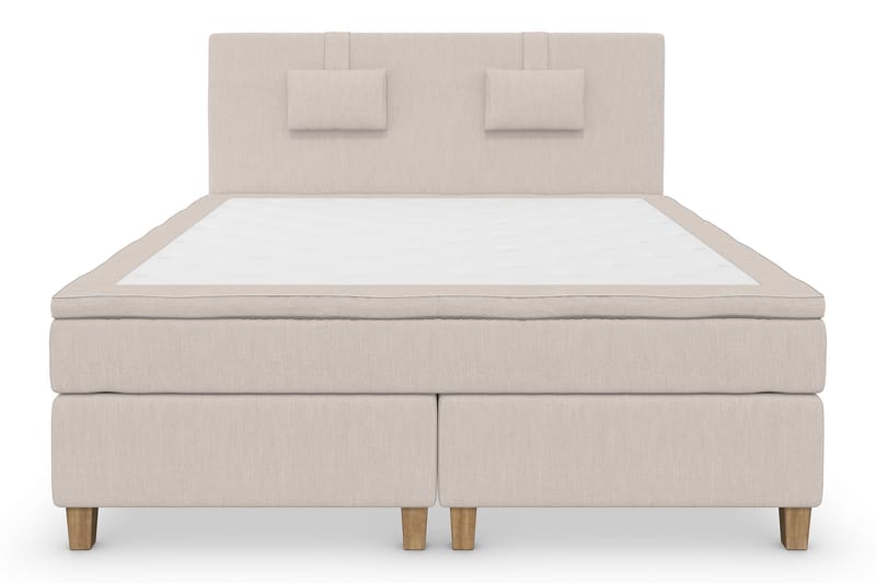 Superior Lyx Komplet Sengepakke 160 cm Beige - Egetræsben - Komplet sengepakke - Kontinentalsenge - Dobbeltsenge