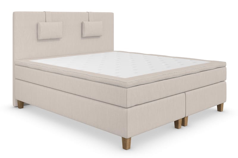 Superior Lyx Komplet Sengepakke 160 cm Beige - Egetræsben - Komplet sengepakke - Kontinentalsenge - Dobbeltsenge