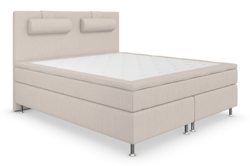 Superior Lyx Komplet Sengepakke 160 cm Beige - Sølv Ben - Komplet sengepakke - Kontinentalsenge - Dobbeltsenge