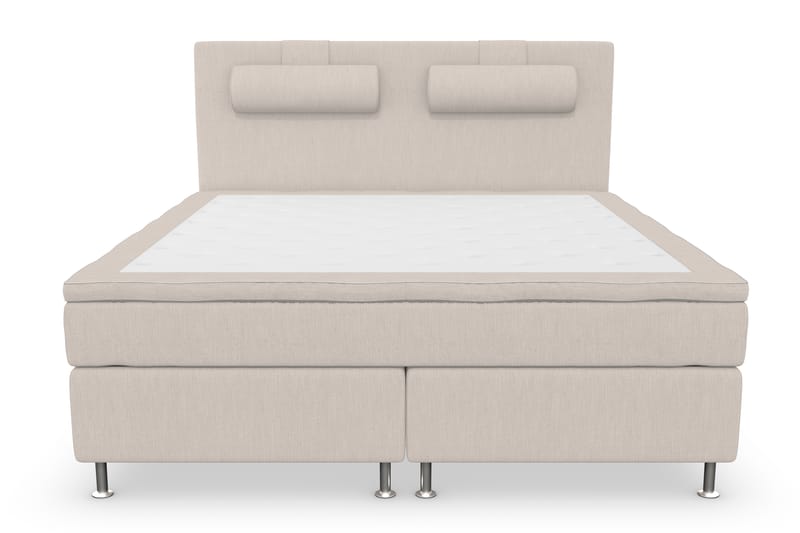 Superior Lyx Komplet Sengepakke 160 cm Beige - Sølv Ben - Komplet sengepakke - Kontinentalsenge - Dobbeltsenge