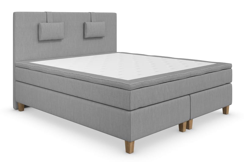 Superior Lyx Komplet Sengepakke 160 cm Lysegrå - Egetræsben - Møbler - Senge - Komplet sengepakke