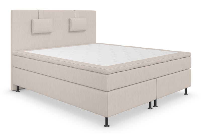 Superior Lyx Komplet Sengepakke 180 cm Beige - Sølv Ben - Komplet sengepakke - Kontinentalsenge - Dobbeltsenge