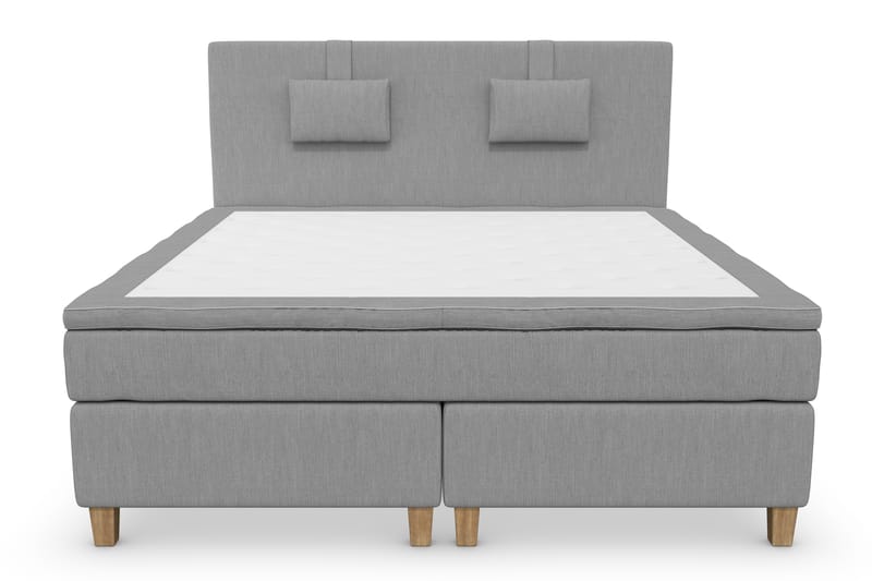 Superior Lyx Komplet Sengepakke 180 cm Lysegrå - Egetræsben - Møbler - Senge - Komplet sengepakke