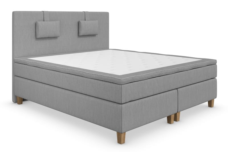 Superior Lyx Komplet Sengepakke 180 cm Lysegrå - Egetræsben - Møbler - Senge - Komplet sengepakke