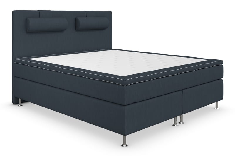Superior Lyx Komplet Sengepakke 180 cm Mørkeblå - Sølv Ben - Komplet sengepakke - Kontinentalsenge - Dobbeltsenge