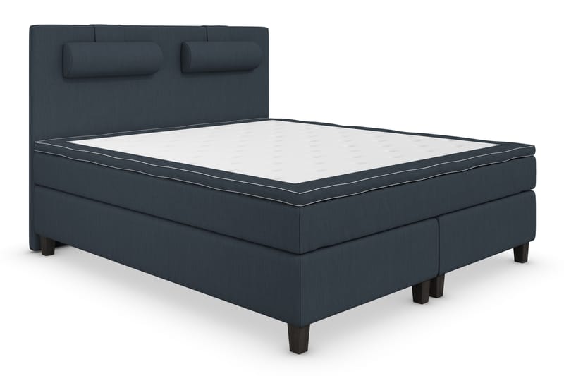 Superior Lyx Komplet Sengepakke 180 cm Mørkeblå - Sorte Ben - Komplet sengepakke - Kontinentalsenge - Dobbeltsenge