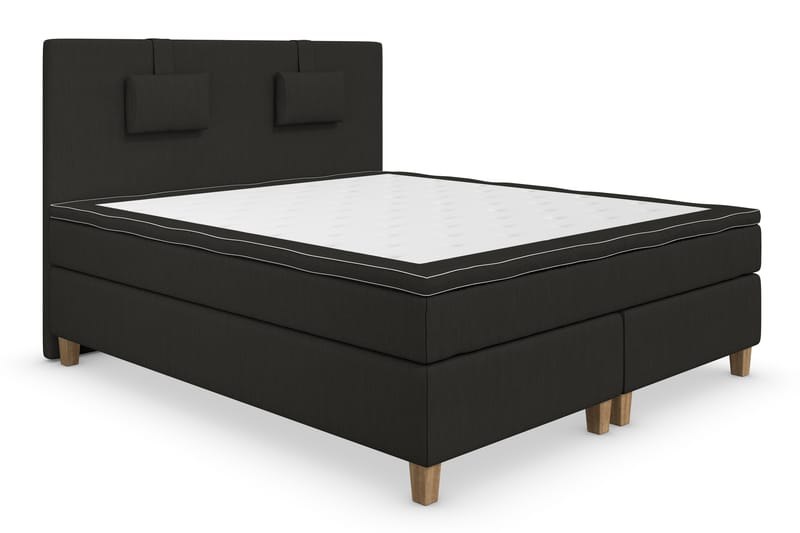 Superior Lyx Komplet Sengepakke 180 cm Sort - Egetræsben - Møbler - Senge - Komplet sengepakke