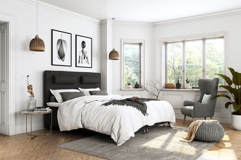 Superior Lyx Komplet Sengepakke 180 cm Sort - Sølv Ben - Møbler - Senge - Komplet sengepakke