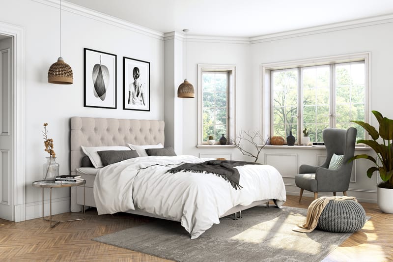 Superior Lyx Kontinentalseng 180x200 cm Beige - Sølv Ben - Møbler - Senge - Kontinentalsenge