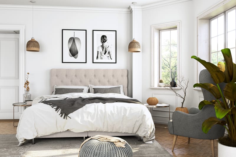 Superior Lyx Kontinentalseng 180x200 cm Beige - Sølv Ben - Møbler - Senge - Kontinentalsenge
