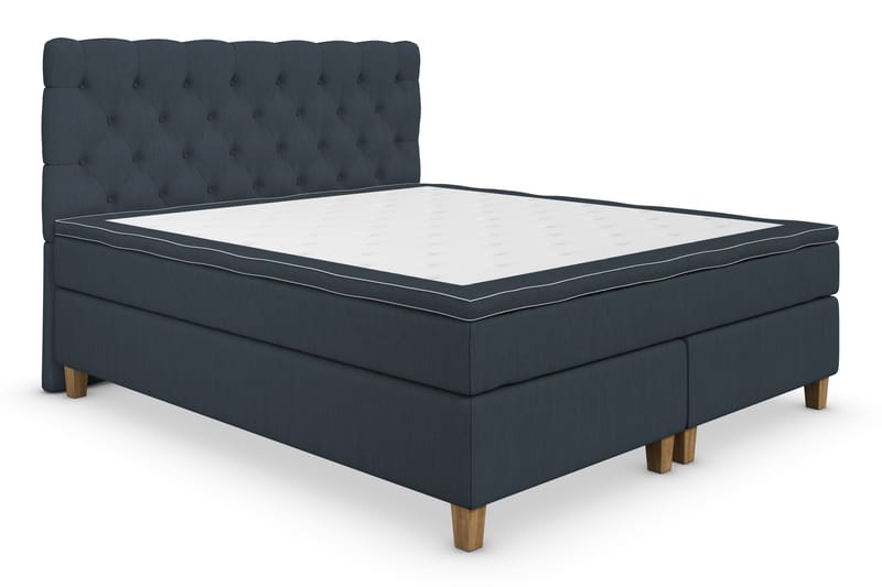 Superior Lyx Kontinentalseng 180X200 cm Mørkeblå - Egetræsben - Møbler - Senge - Kontinentalsenge