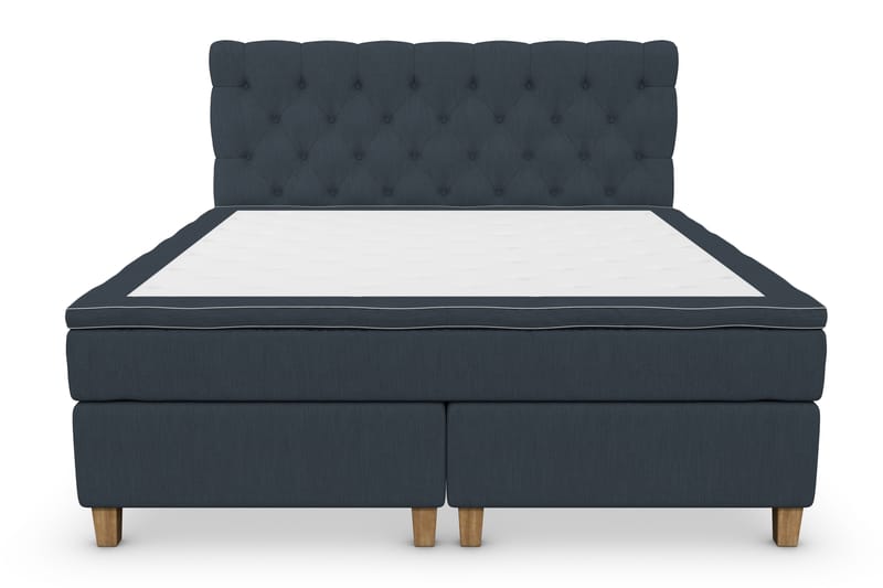 Superior Lyx Kontinentalseng 180X200 cm Mørkeblå - Egetræsben - Møbler - Senge - Kontinentalsenge
