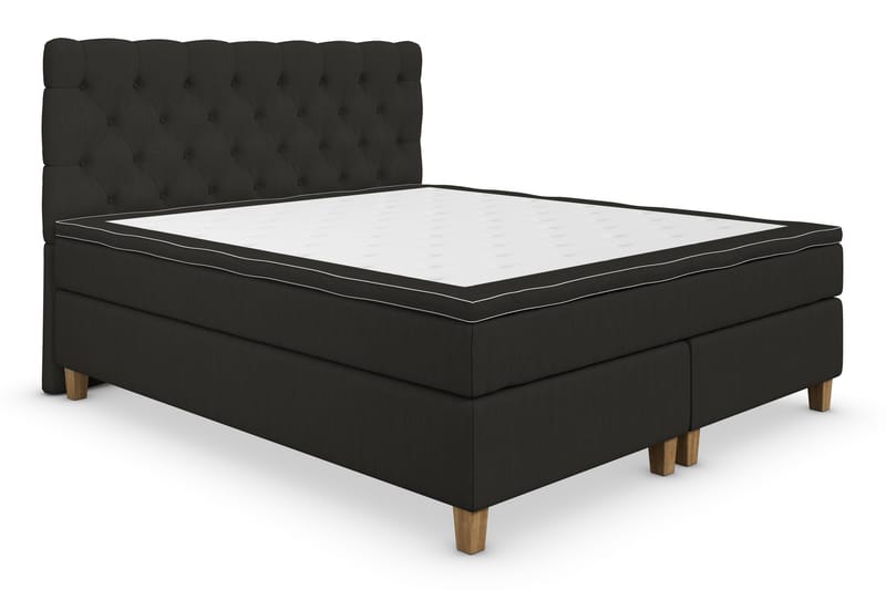 Superior Lyx Kontinentalseng 180x200 cm Sort - Egetræsben - Møbler - Senge - Kontinentalsenge