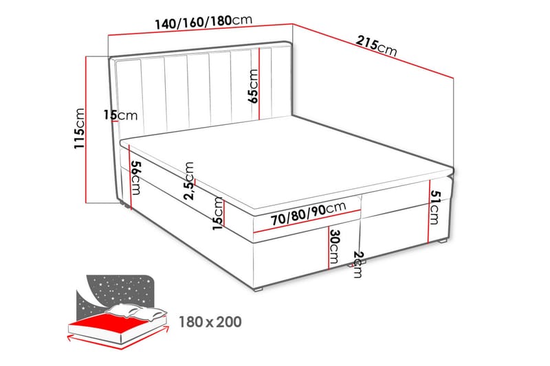Valasco Kontinentalseng 180x200 cm - Beige - Møbler - Senge - Kontinentalsenge