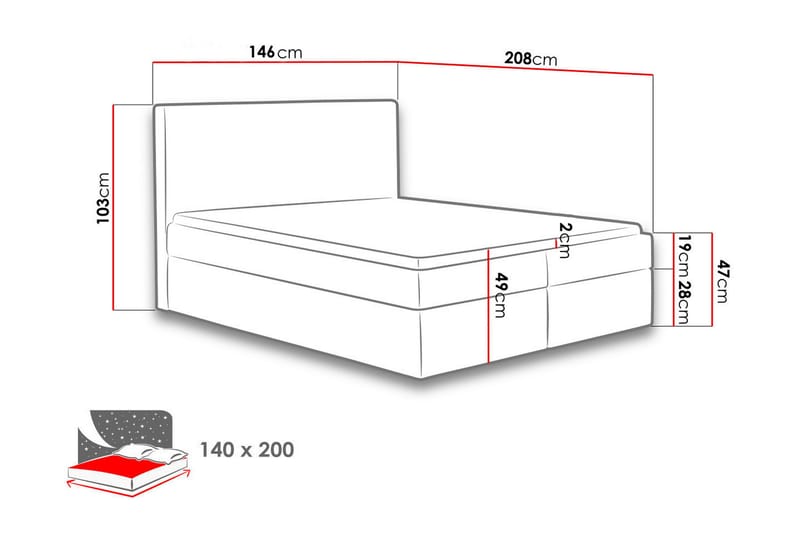 Laargard / Cosmo Sengpakke Kontinentalseng 140x200 cm - Blå - Møbler - Senge - Komplet sengepakke
