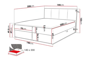 Laggano Kontinentalseng 140x200 cm + Topmadras - Sort - Møbler - Senge - Kontinentalsenge