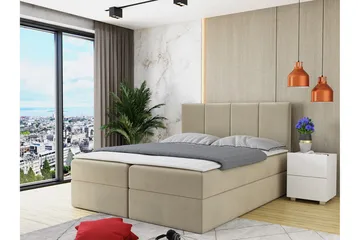 Laggano Kontinentalseng 160x200 cm + Topmadras - Beige - Møbler - Senge - Kontinentalsenge