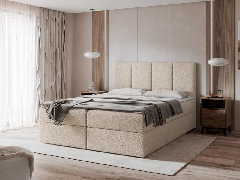 Laggano sengepakke kontinentalseng 140x200 cm - lys beige - Møbler - Senge - Komplet sengepakke