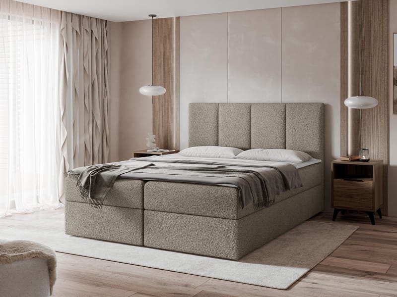 Laggano sengepakke kontinentalseng 180x200 cm - taupe - Møbler - Senge - Komplet sengepakke
