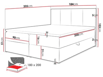 Laggano sengepakke kontinentalseng 180x200 cm - taupe - Møbler - Senge - Komplet sengepakke