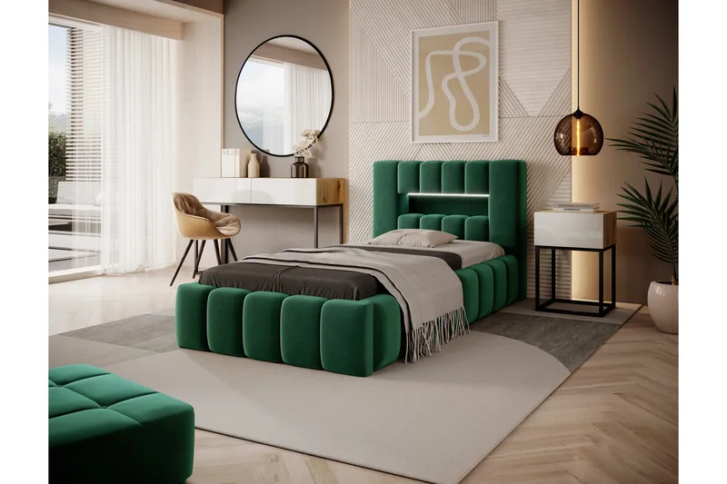 Lamica Sengeramme 90x200 cm - Mørkegrøn - Møbler - Senge - Sengeramme & sengestel