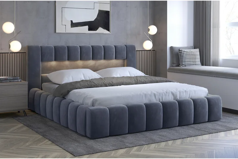 Lamica Sengeramme med Opbevaring 140x200 cm - Mørkegrå - Møbler - Senge - Sengeramme & sengestel