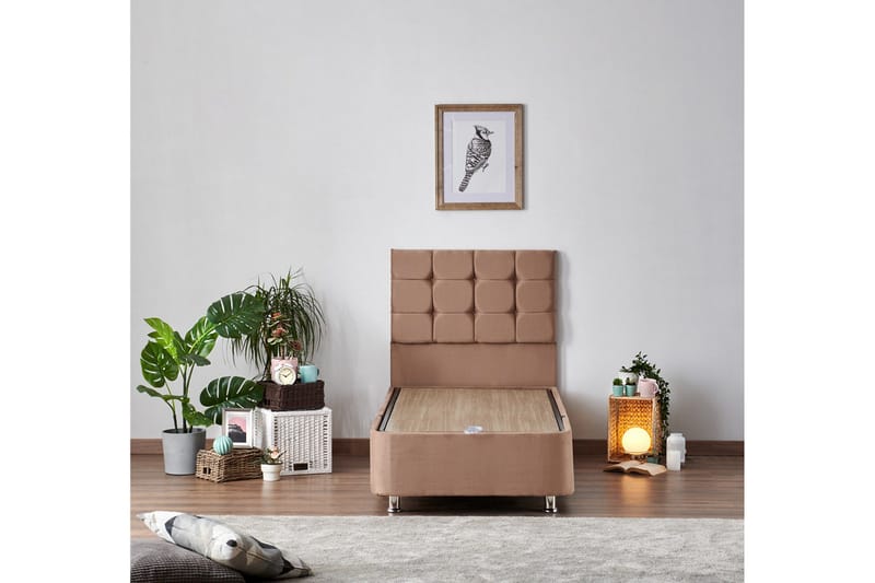Latrona Kontinentalseng 90x190 cm - Lysebrun - Møbler - Senge - Komplet sengepakke