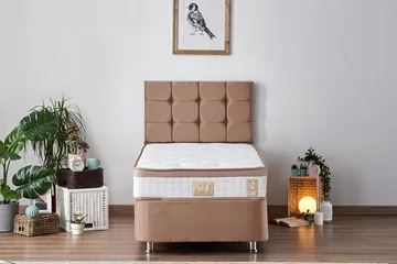 Latrona Kontinentalseng 90x190 cm - Lysebrun - Møbler - Senge - Komplet sengepakke