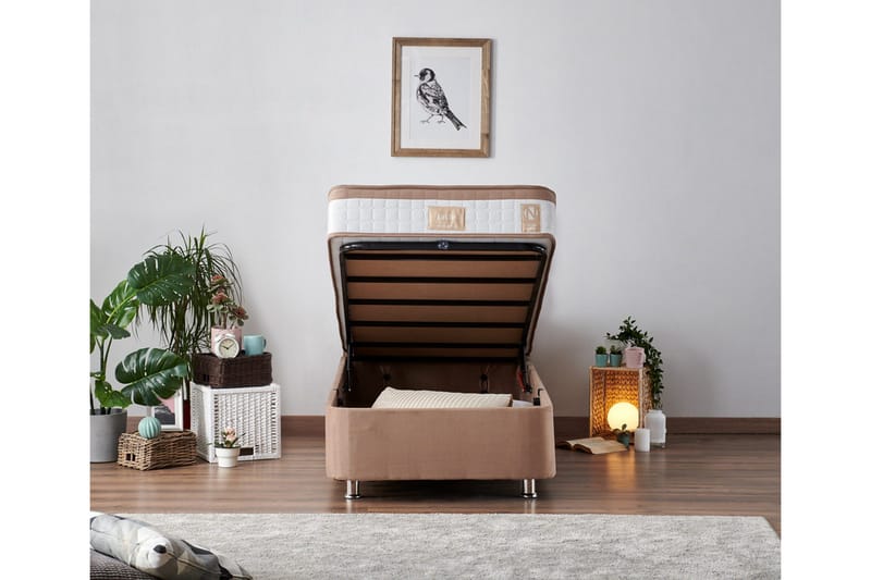 Latrona Kontinentalseng 90x200 cm - Lysebrun - Møbler - Senge - Komplet sengepakke