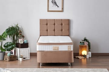 Latrona Kontinentalseng 90x200 cm - Lysebrun - Møbler - Senge - Komplet sengepakke
