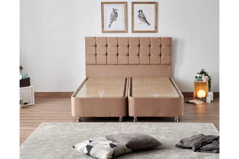 Latrona Kontinentalseng Dobbelt 180x200 cm - Lysebrun - Møbler - Senge - Seng med opbevaring