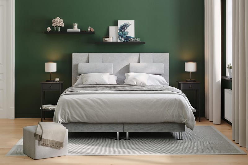 Layla Kontinentalseng 180x200 - lysegrå - Møbler - Senge - Komplet sengepakke