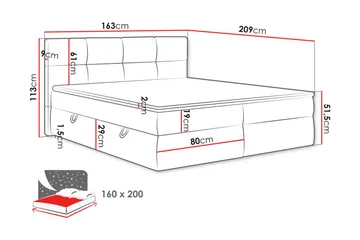 Leckersbo Komplet Sengeløsning Kontinentalseng med opbevaring 160x200 cm - Sort - Møbler - Senge - Komplet sengepakke