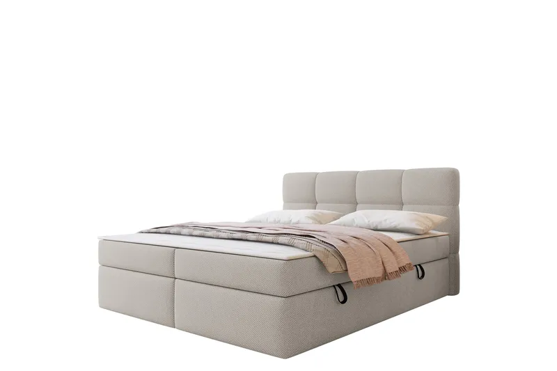 Leckersbo Komplet Sengeløsning Kontinentalseng med opbevaring 180x200 cm, Beige