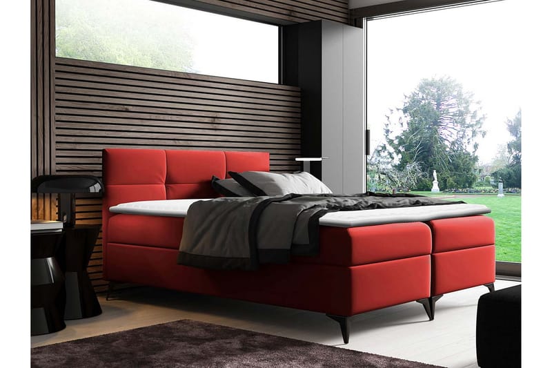 Leckersbo Sengpakke Kontinentalseng 140x200 cm - Rød - Møbler - Senge - Komplet sengepakke