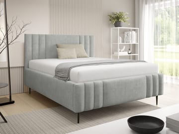 Lomren Sengeramme med Opbevaring 160x200 cm i Stof med Trestel - Grå - Møbler - Senge - Sengeramme & sengestel