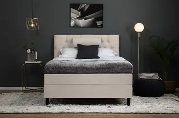 Lucky Komplet Sengepakke 120x200 Polyeter Diamant Sengegavl - Nakkepude Stor Beige - Møbler - Senge - Enkeltsenge
