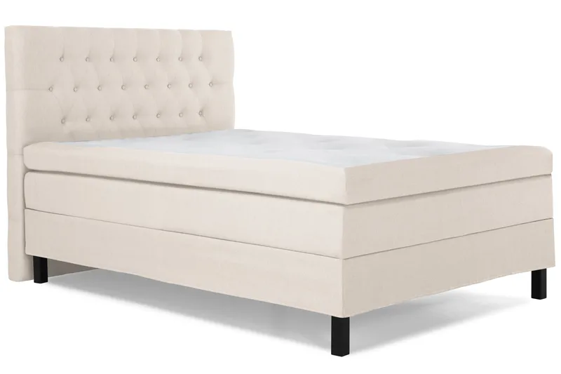 Lucky Komplet Sengepakke 120x200 Polyeter Diamant Sengegavl - Beige - Møbler - Senge - Enkeltsenge