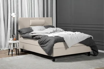 Lucky Komplet Sengepakke 120x200 Polyeter Glat Sengegavl - Nakkepude Stor Beige - Møbler - Senge - Enkeltsenge