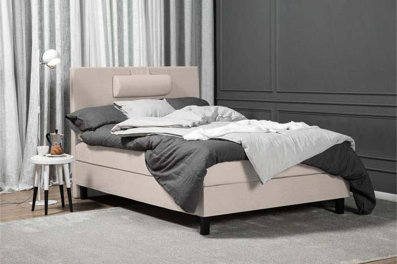 Lucky Komplet Sengepakke 120x200 Polyeter Glat Sengegavl - Nakkepude Stor Beige - Møbler - Senge - Enkeltsenge