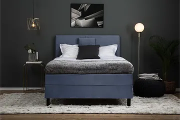 Lucky Komplet Sengepakke 120x200 Polyeter Glat Sengegavl - Nakkepude Lille Mørkeblå - Møbler - Senge - Komplet sengepakke